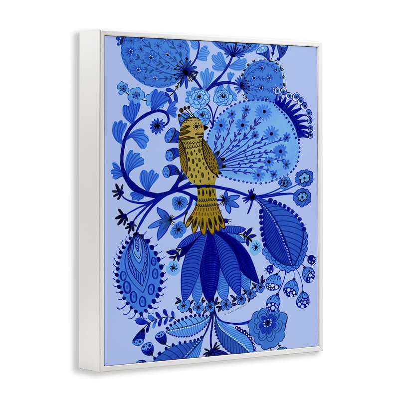 Stupell Folk Inspired Whimsical Bird Framed Giclee Art Design By Kay Widdowson