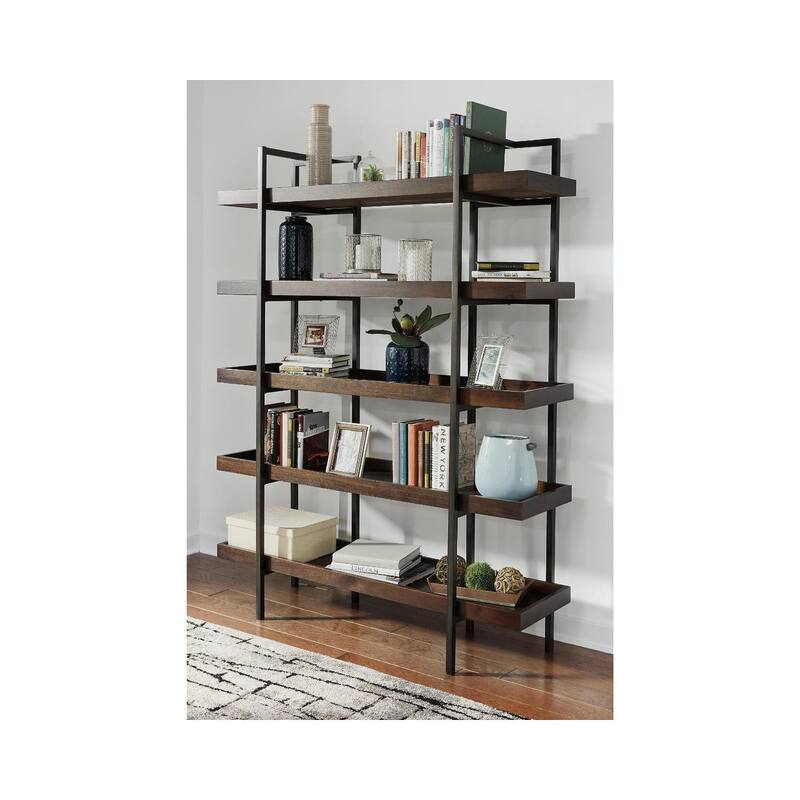 Starmore Brown Wood and Black Metal Bookcase