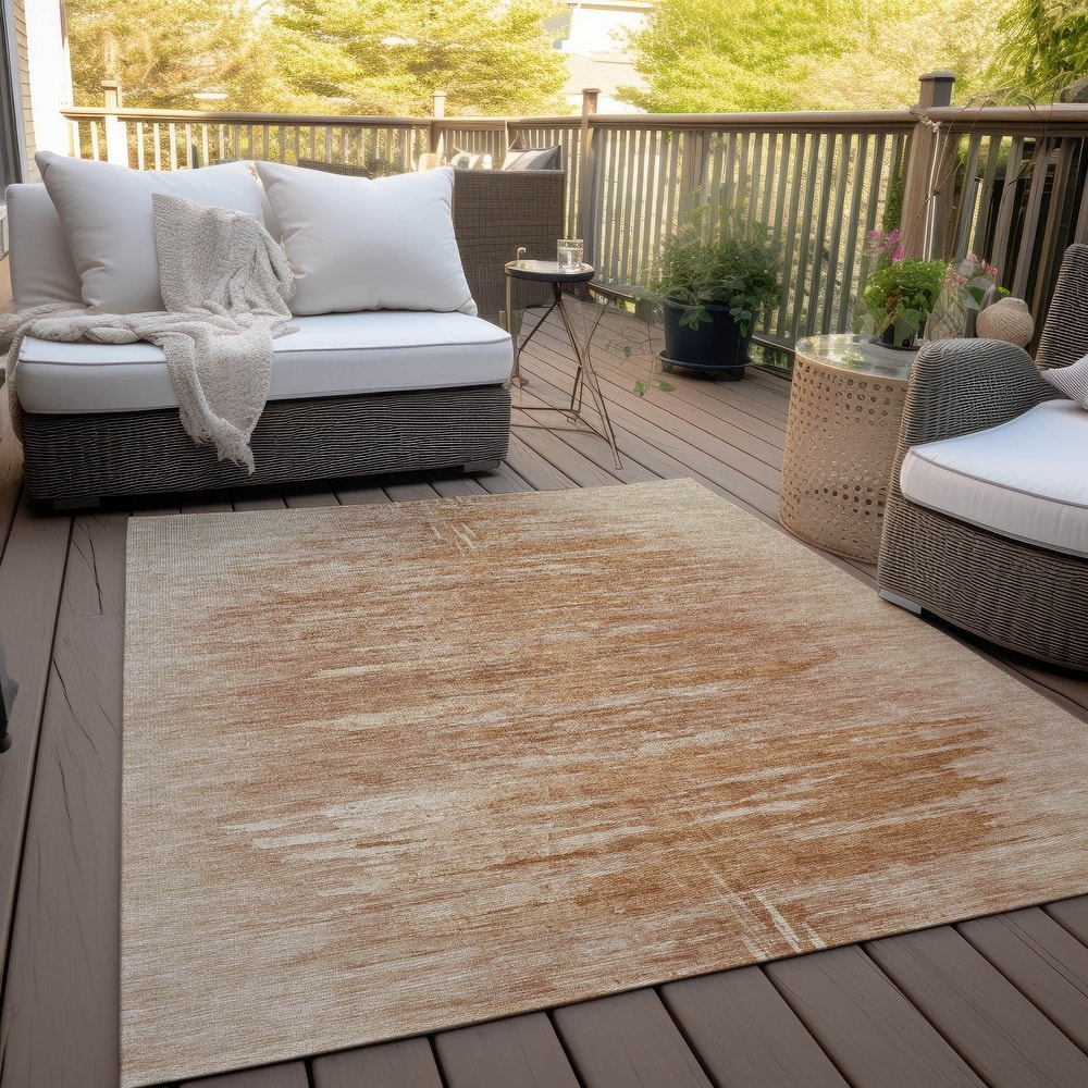 Machine Washable Indoor/ Outdoor Chantille Solid Ombre Rug
