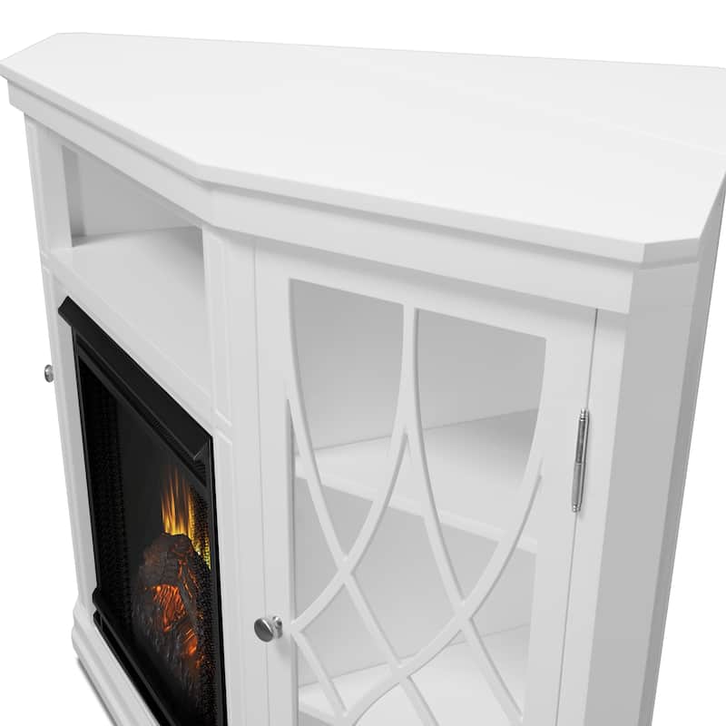 Lynette 56" TV Stand Electric Fireplace White by Real Flame