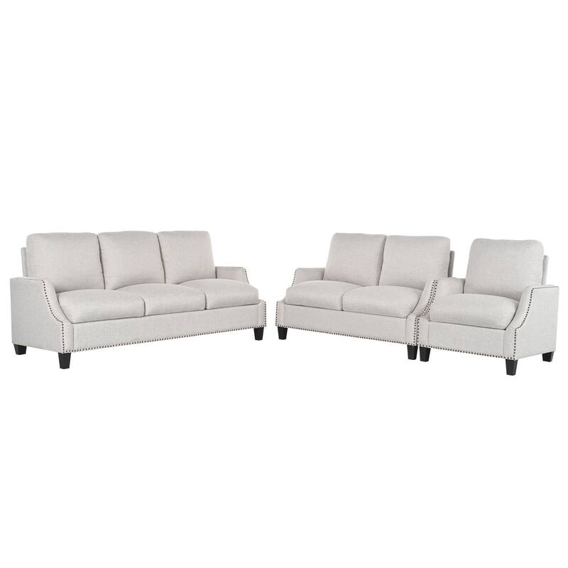 GDFStudio - Polyester 3-Piece Living Room Sofa Furniture Sets for Apartment