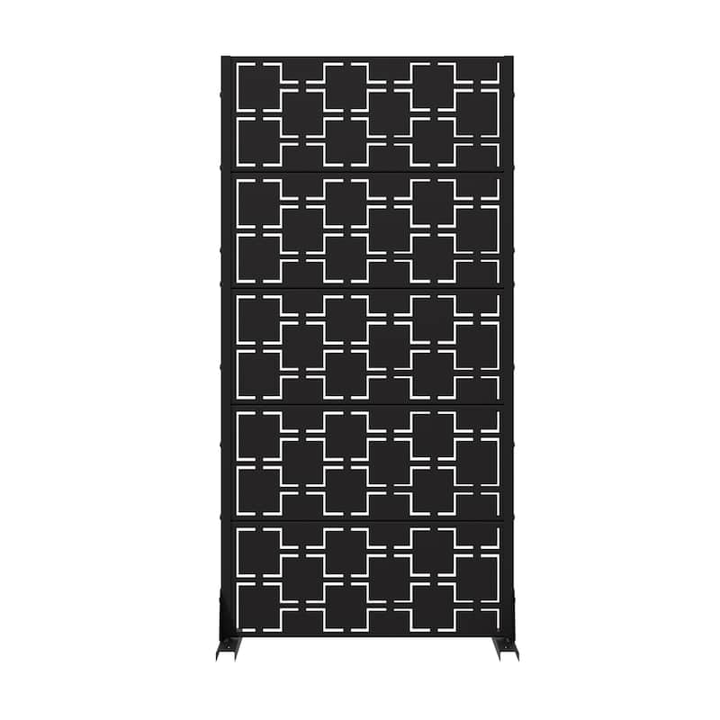 Modern Metal Privacy Screen Outdoor Decorative Partition with Stable Base Hanging Plant-Friendly Panel - 60"H x 30"W