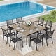 preview thumbnail 37 of 54, MAISON ARTS 9-Piece Patio Dining Set, 60 Inch Square Metal Table and 8 Metal Dining Chairs Brown Tabletop-Elegant Chairs