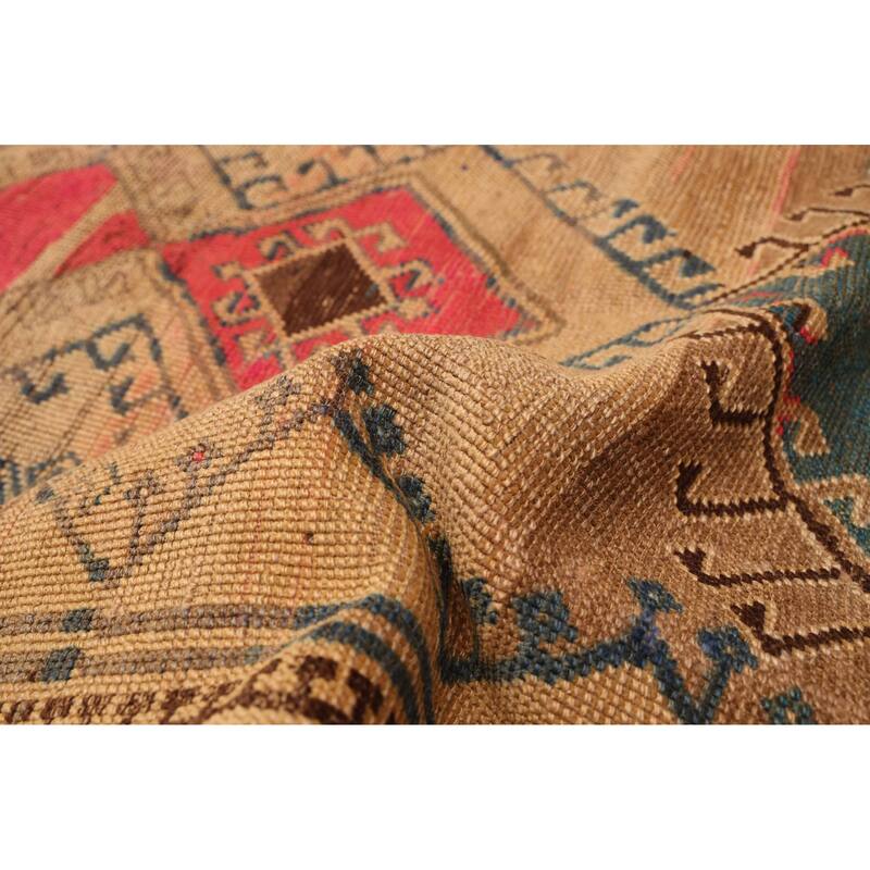 ECARPETGALLERY Hand-knotted Melis Vintage Khaki Wool Rug - 4'2 x 7'3