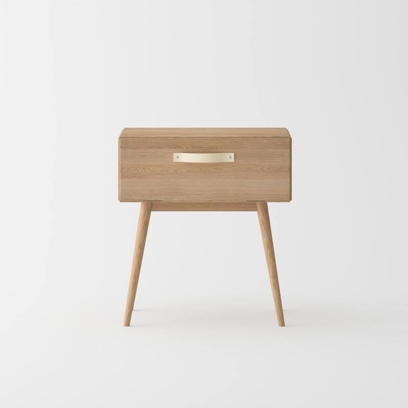 Isabella Mid Century Bedroom Set - Solid American White Oak (Bed + 2 Nightstands)