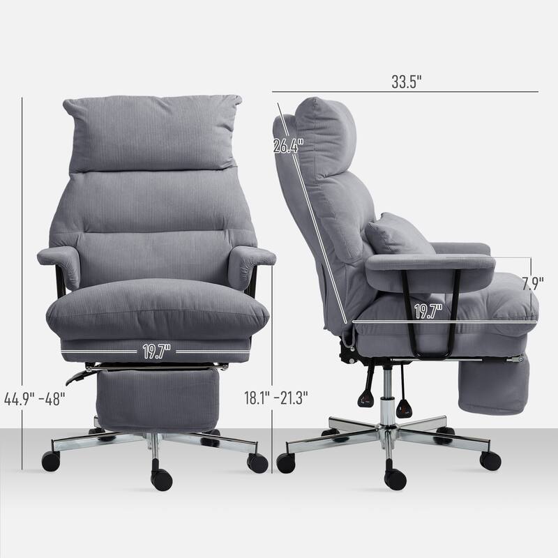 Overstuffed Office Chair with Lumbar Support and Footrest Reclining Swivel