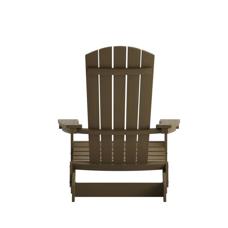 Set of 2 All-Weather Modern Wide Slat Back Poly Resin Adirondack Chairs