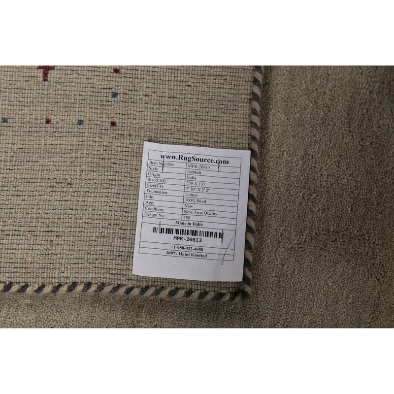 Tribal Gabbeh Oriental Area Rug Handmade Wool Carpet - 5'2"x 7'10"