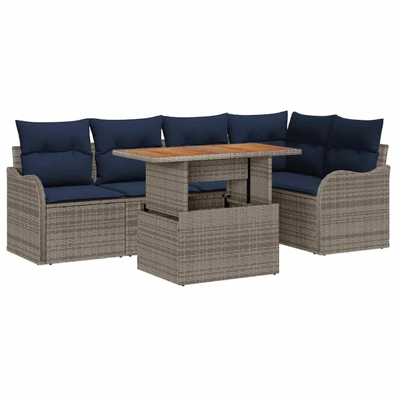vidaXL 6 Piece Garden Sofa Set with Cushions - 91.5×48.2×27.2
