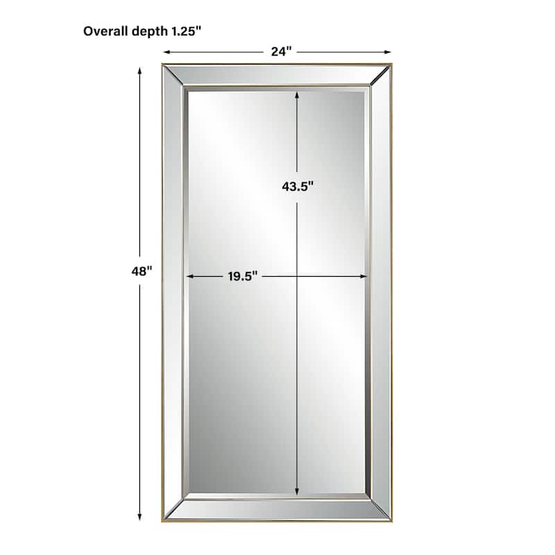Slim Beveled Rectangular Wall Mirror - 48" - Gold