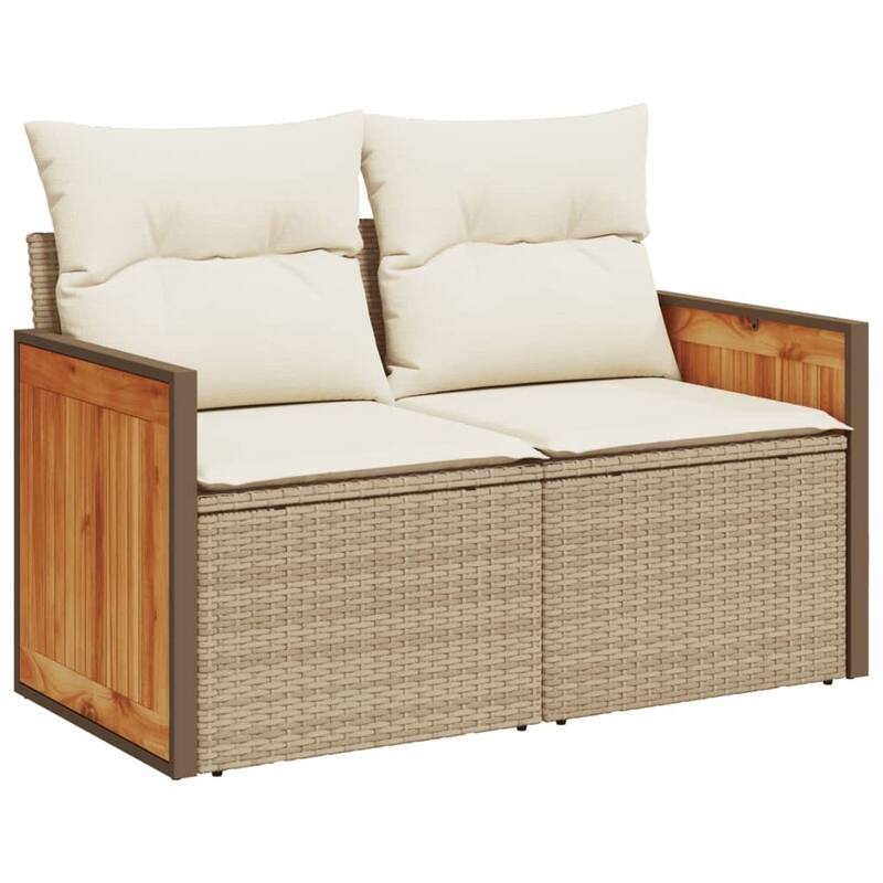 vidaXL Garden Sofa Set Beige and Cream White - 24.4 x 23.2 x 27.2 in