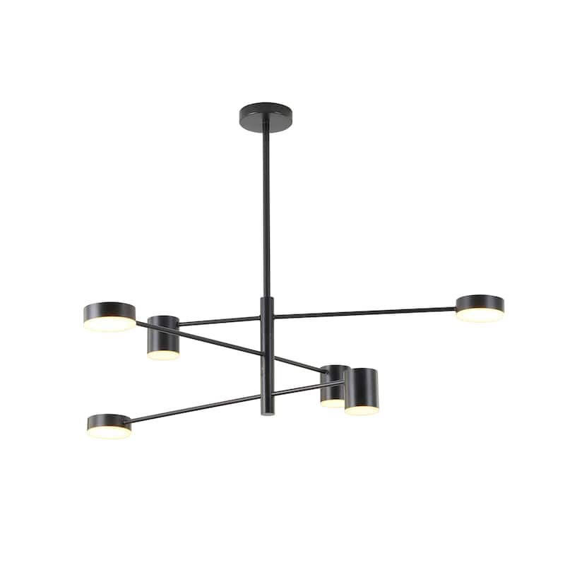 6 Light Black Metal LED Chandelier