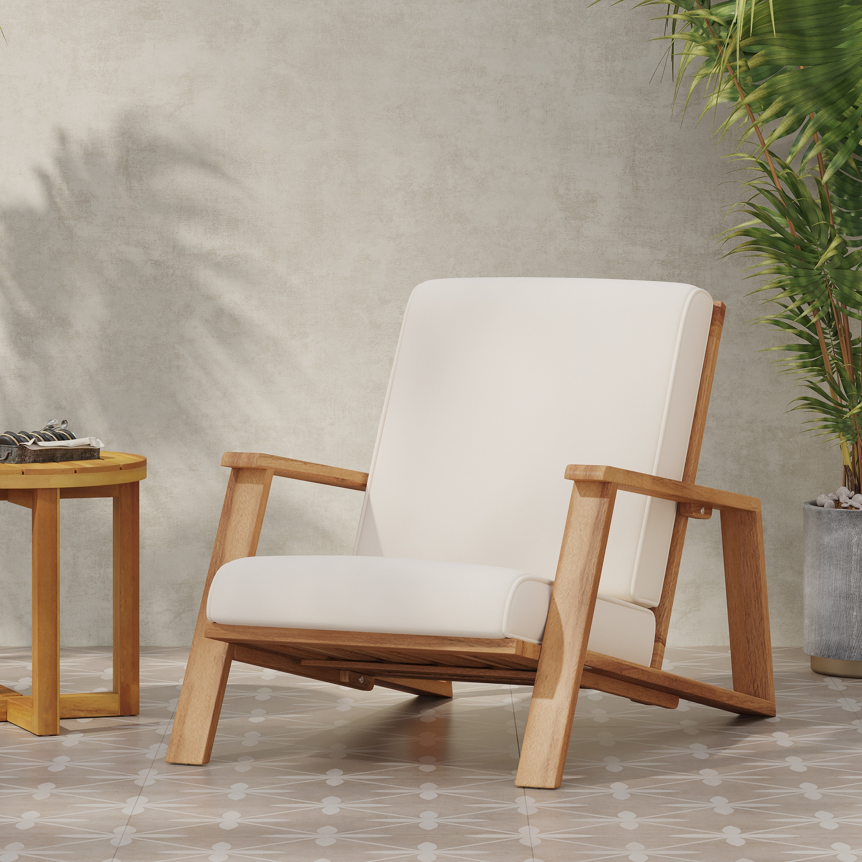 Paloma Club Chair with Acacia Wood and Adirondack Design for Outdoor Comfort
