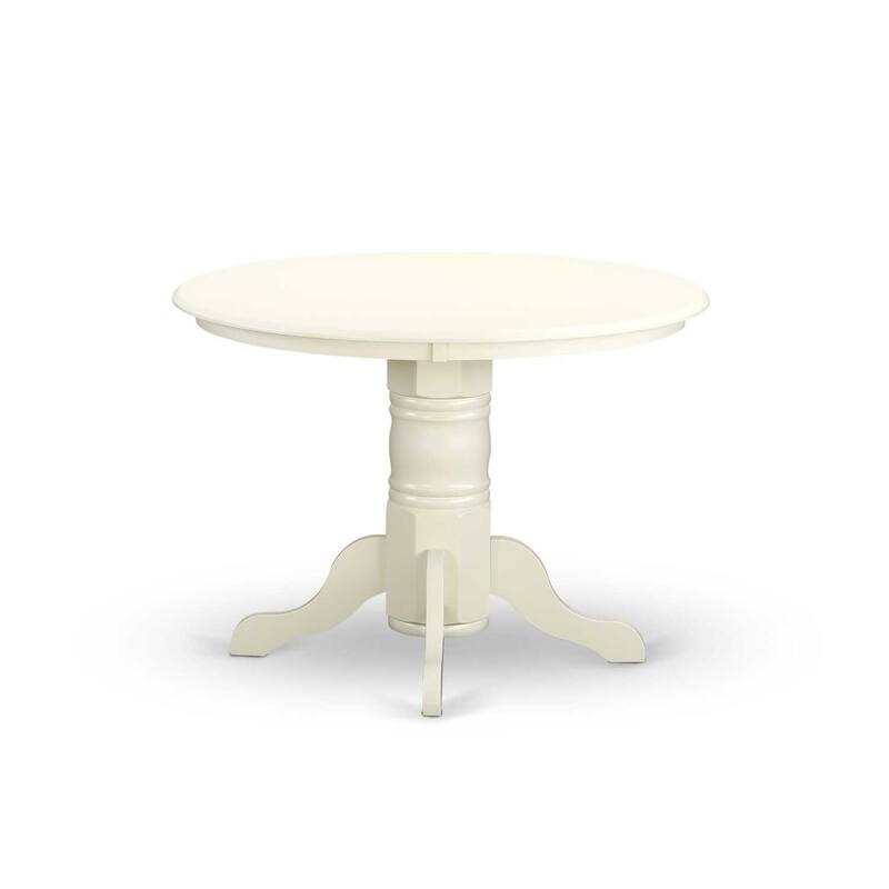 HomeStock 5-Piece Round Buttermilk & Cherry Finish Solid Wood Top Dining Table with 4-Parson Chair with Lattice Back