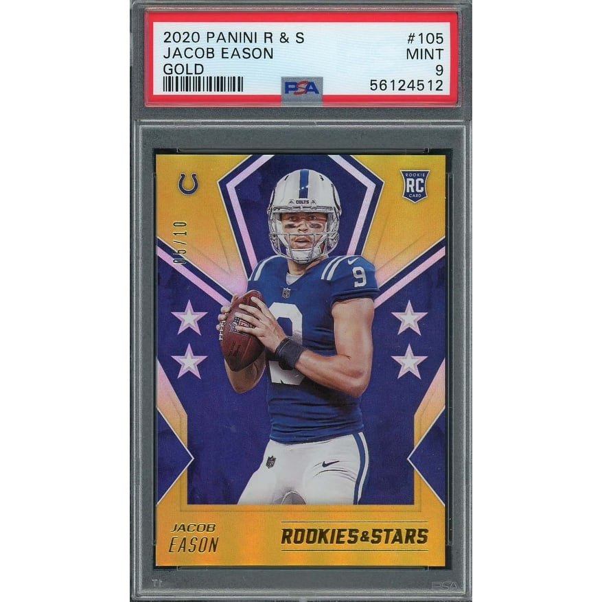Jacob Eason 2020 Panini Rookies & Stars Gold Card #105 Graded PSA 10 5/10 - 8'6" x 11'6"