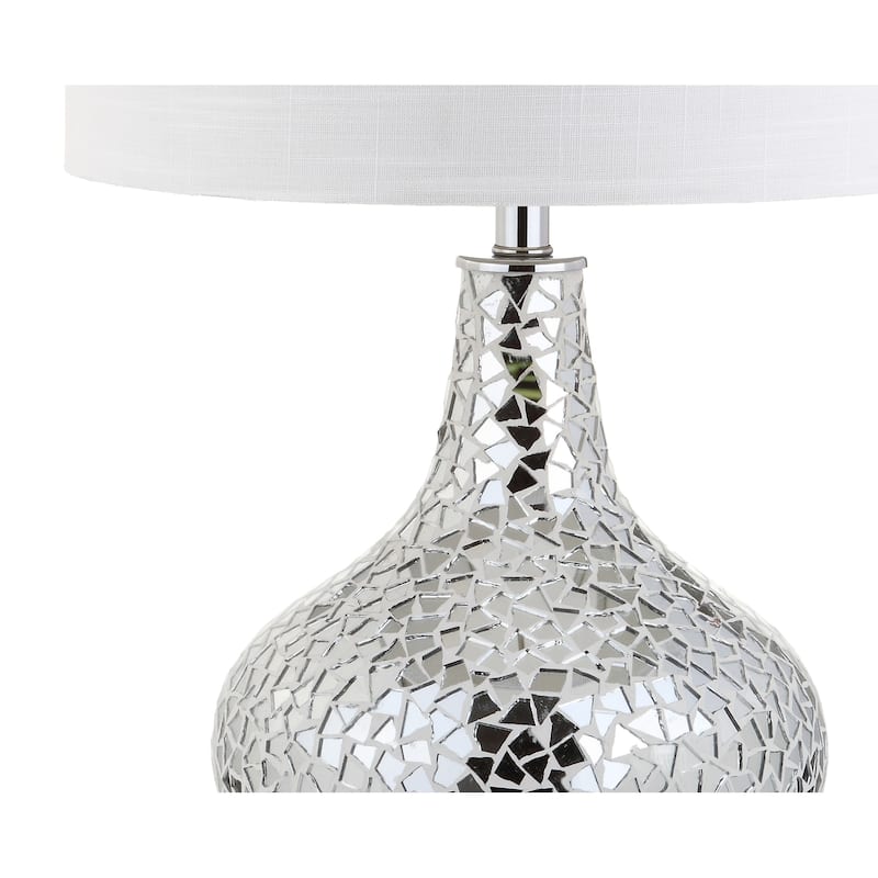 Liam 26" Mirrored Mosaic LED Table Lamp, Silver by JONATHAN Y