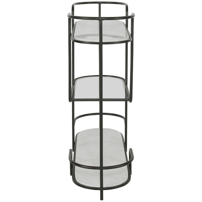 Uttermost 25174 Trolley Bar 14" Wide Marble Top and Iron, Marble, and