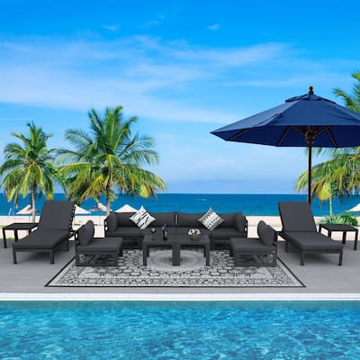 FINCATI 12 PCS Outdoor Aluminum Furniture Sectional Sofa Set with Coffee Table