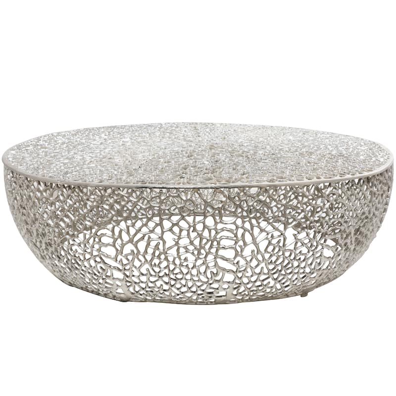 Aluminum Metal Coral Abstract Coffee Table - Silver or Gold - Roche River Decor - Silver