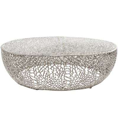 Aluminum Metal Coral Abstract Coffee Table - Silver or Gold - Roche River Decor