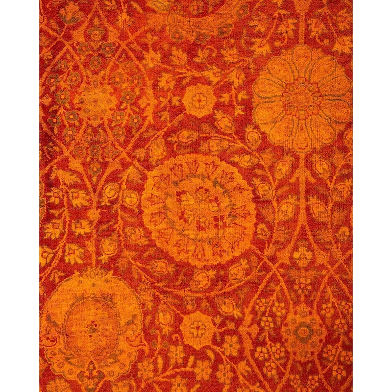 Overton Handknotted Wool Vintage Inspired Contemporary Overdyed Yellow Area Rug - 17' 1" x 9' 4"