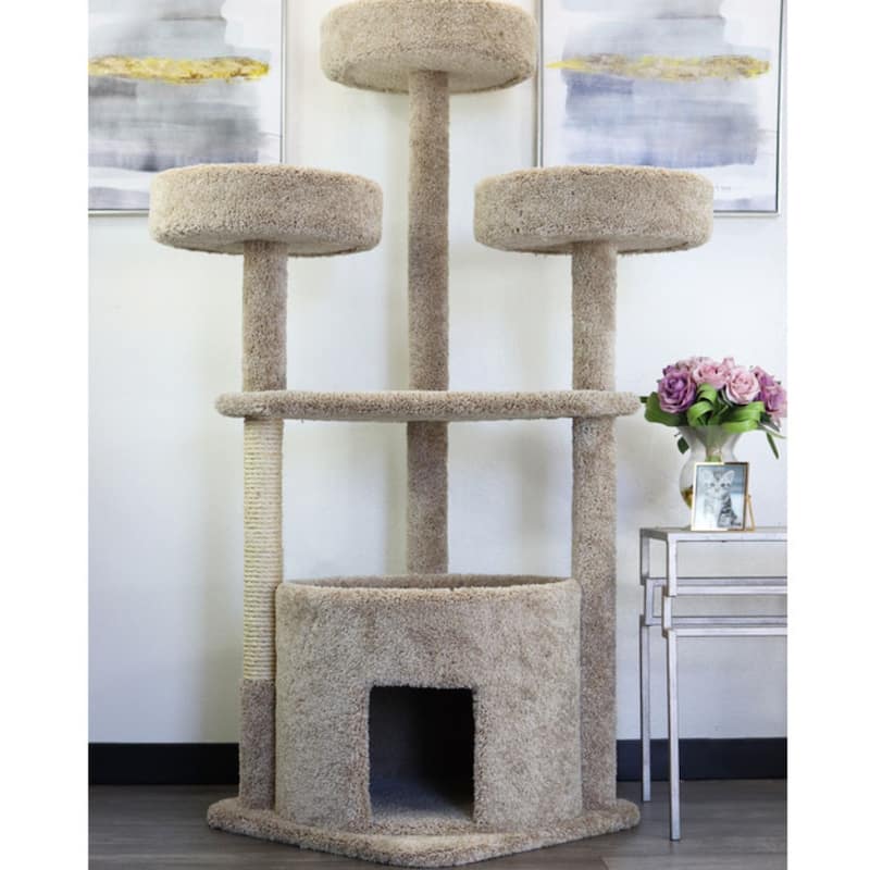 Oversized Cat House Tree Tower with Extra Large Perches and Thick Sisal Rope Posts for Large and Multiple Cats