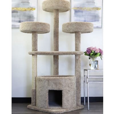 Oversized Cat House Tree Tower with Extra Large Perches and Thick Sisal Rope Posts for Large and Multiple Cats