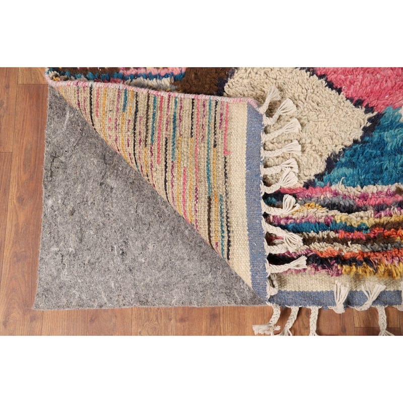 Colorful Plush Moroccan Oriental Area Rug Handmade Wool Carpet - 7'0" x 11'2"