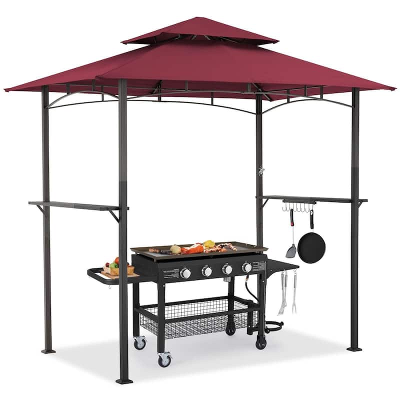 AECOJOY 8' x 5' Outdoor Grill Gazebo 2-Tier Waterproof BBQ Grill Tent