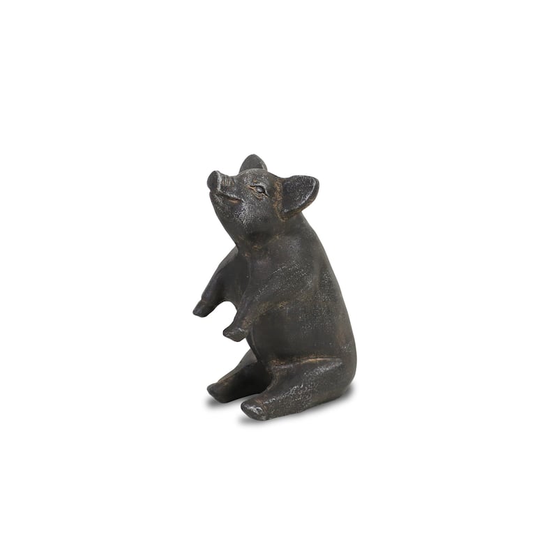 HomeRoots 8" Black Rustic Metal Pig Figurine - 4.5' X '8' X '3.5