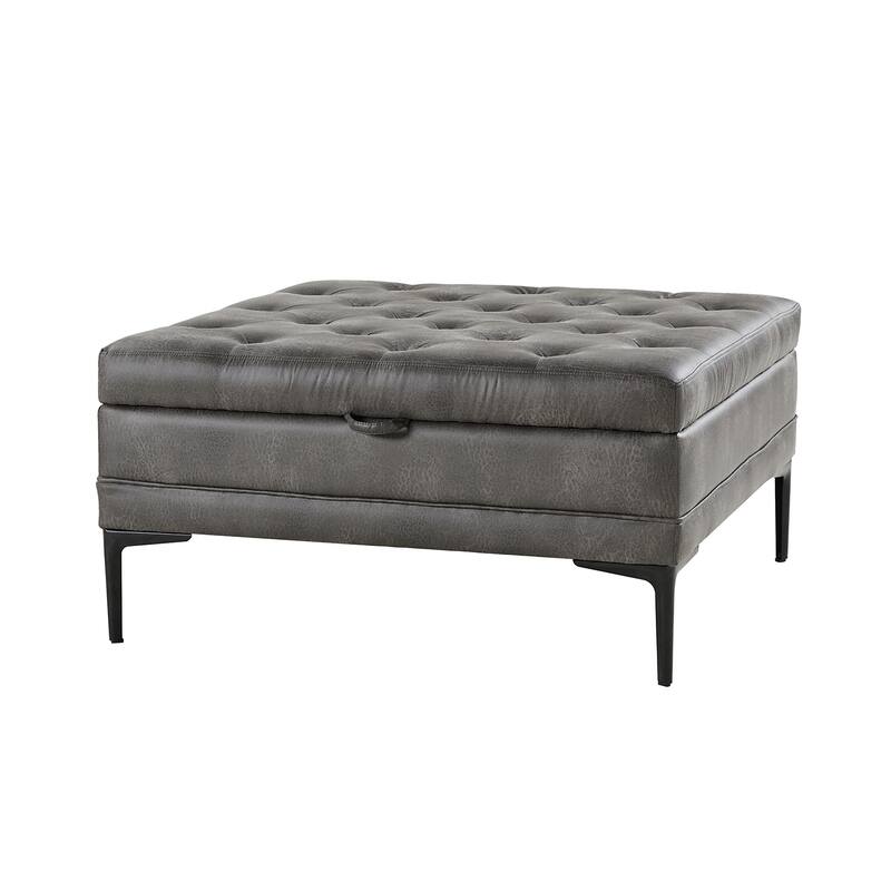Geoffrev Transitional Lift Top Storage Button-Tufted Cocktail Ottoman by HULALA HOME