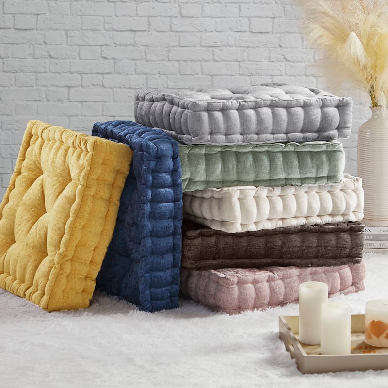 Intelligent Designs Azza Poly Chenille Square Floor Pillow Cushion