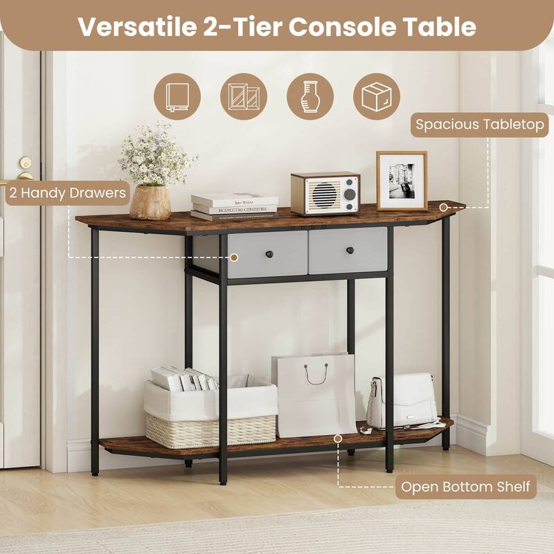 Costway 51" Console Table with 2 Drawers Open Storage Shelf 2-Tier - See Details