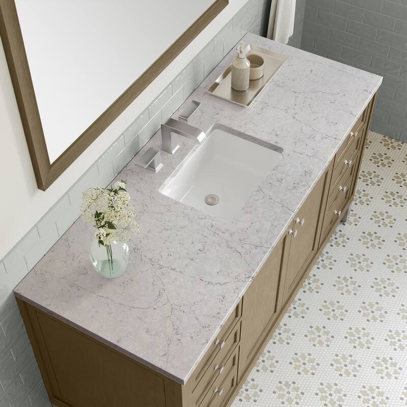 Chicago 60" Single Vanity, Walnut Whisper, w/FreePower Wireless Charger