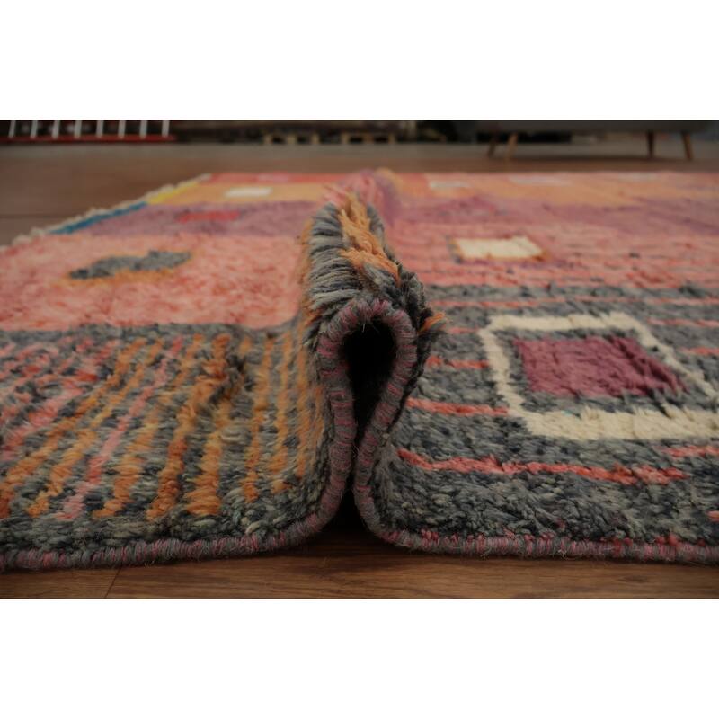 Hand Knotted Oriental 100% Wool Carpet Modern Geometric Oranges & Rust Moroccan Area Rug - 14' 5'' X 9' 5''