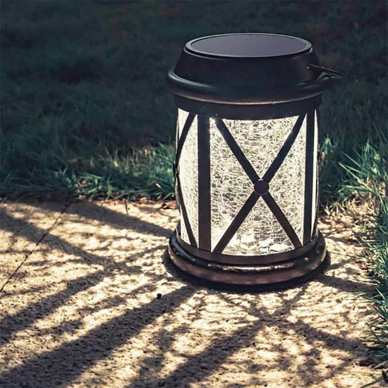 Solar Wall Lantern Outdoor Waterproof LED Hanging Solar Lamps for Front Porch, Patio & Yard Decor - Black