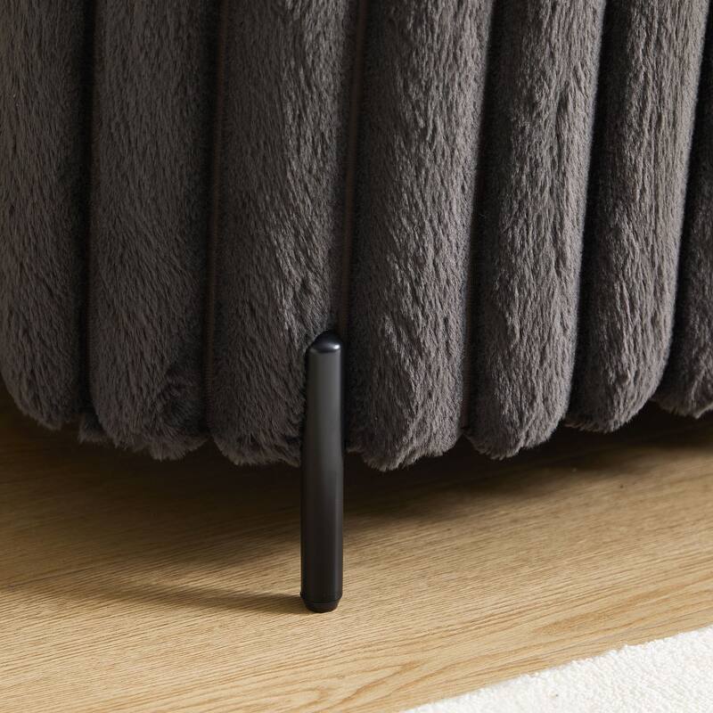 49.2" Wide Faux Fur Flip Top Storage Bench with Black Metal Legs