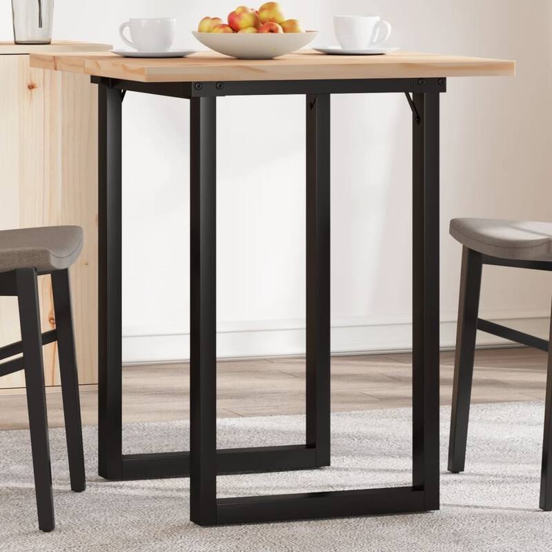 vidaXL Dining Table O-Frame Side Accent Coffee Table Solid Wood Pine and Steel - Brown 27.6 x 27.6 x 29.7