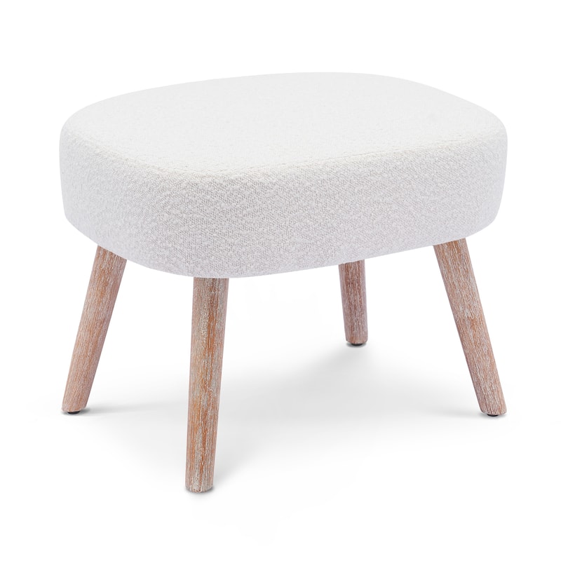 Boucle Polyester Upholstered Ottoman - Stain Resistant