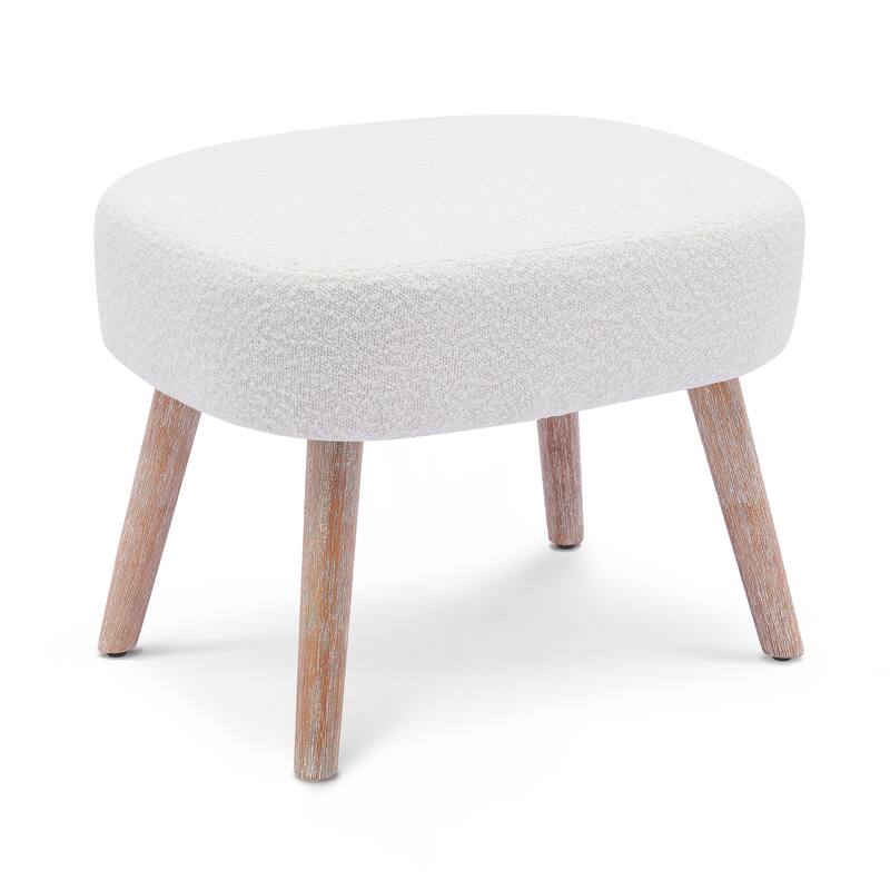 Boucle Polyester Upholstered Ottoman - Stain Resistant - Brown/Cream