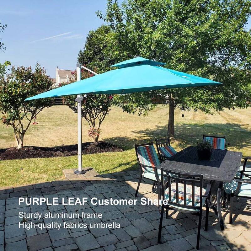 PURPLE LEAF Double Top 9x11/9x12/10x12/10x13ft Rectangle Umbrella Large Cantilever Outdoor Classic Umbrella