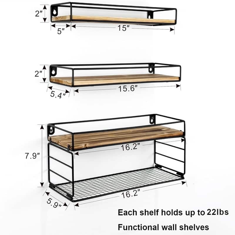 Floating Bathroom Shelves Over Toilet - 5.9"D x 16.2"W x 5.9"H