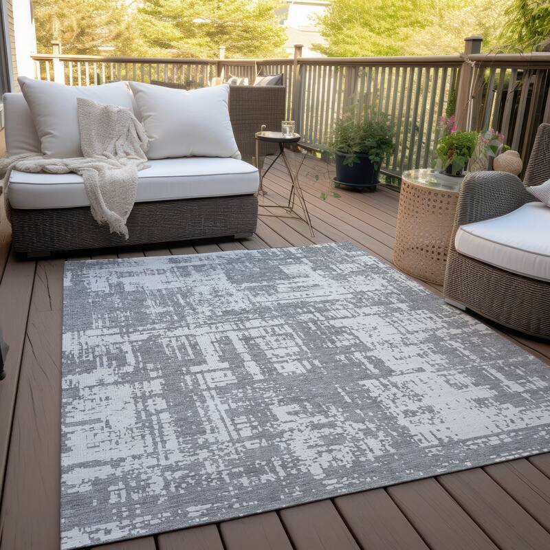 Machine Washable Indoor/ Outdoor Chantille Abstract Solid Rug