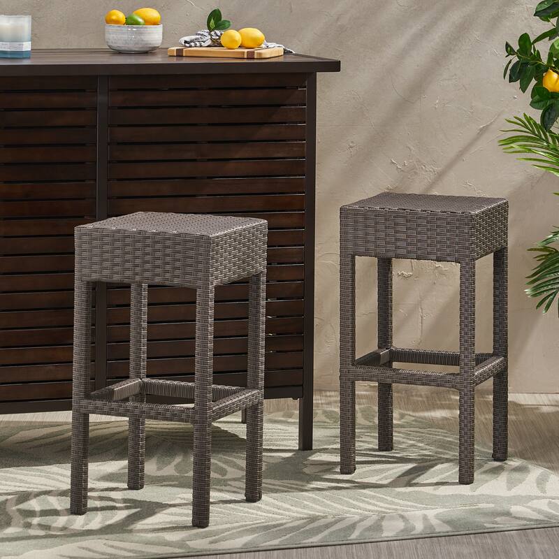 Outdoor Pe Rattan Backless Barstools (Excluding the table)