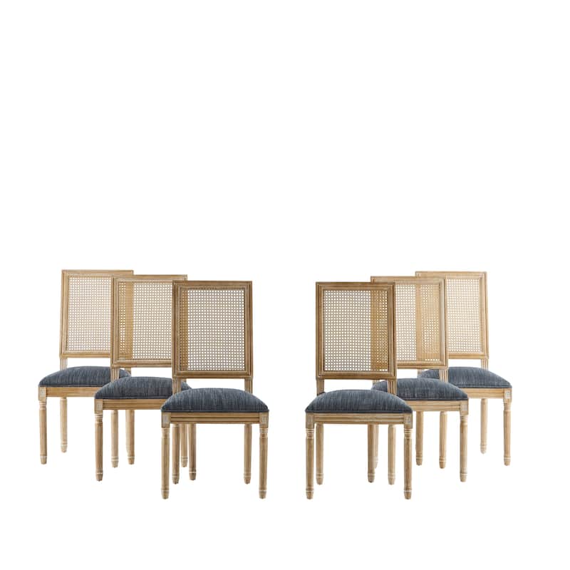French Country Dining Chairs w/ Rustic Weathered Finish & Solid Rubberwood Frame - Set of 2