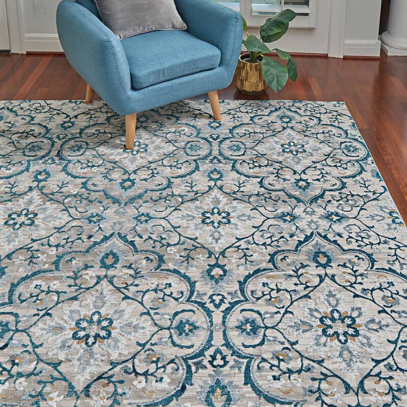 Gertmenian Quattro Tunny Blue Polypropylene Transitional Area Rug