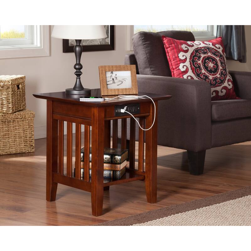 AFI Mission End Table Set of 2 with Built-in Charger