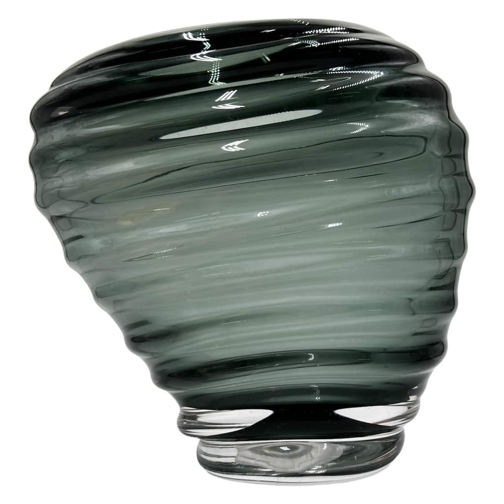 9" High Premium Contemporary Glass Vase in Grayish Blue