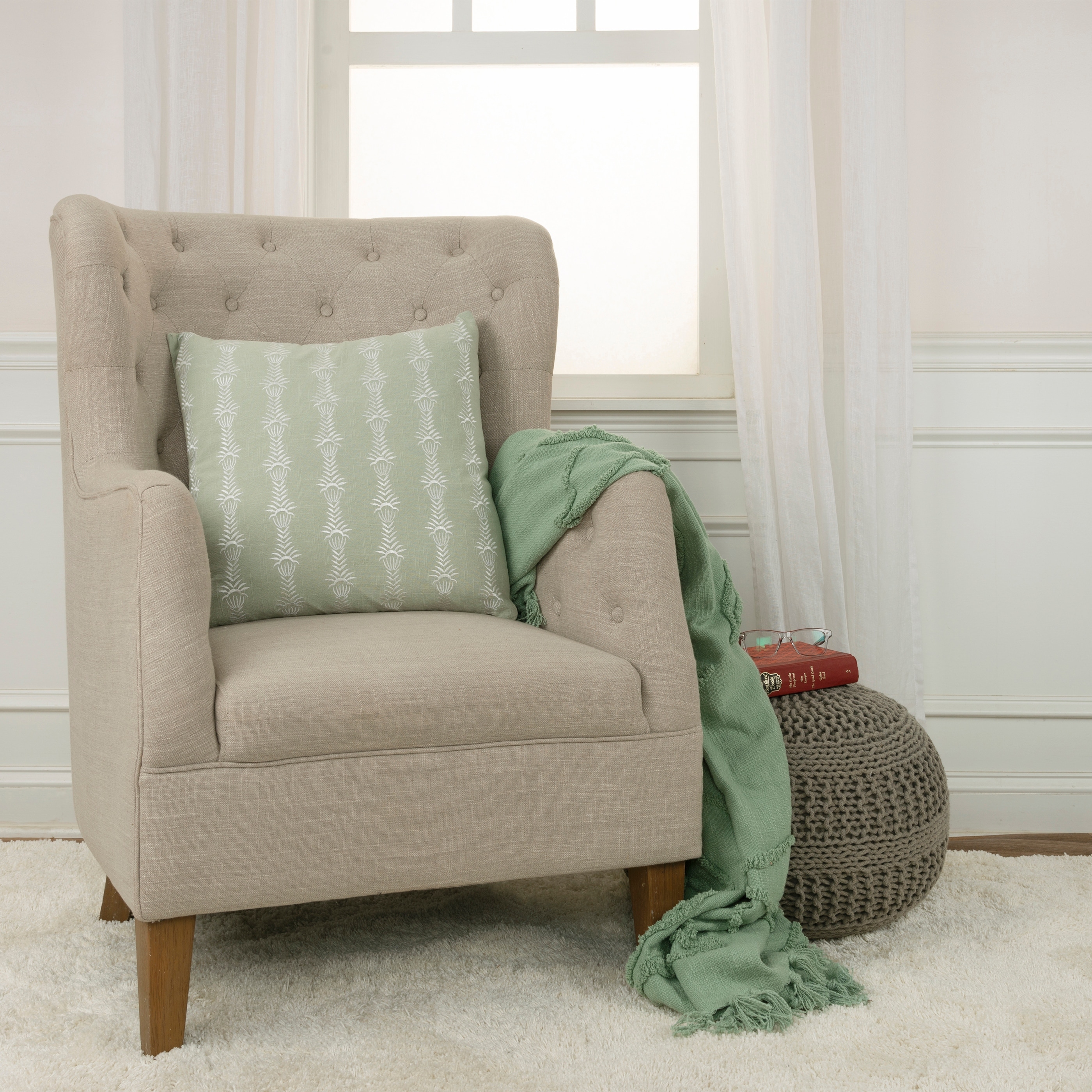 Rizzy Home Embroidered Throw Pillow Cover-image