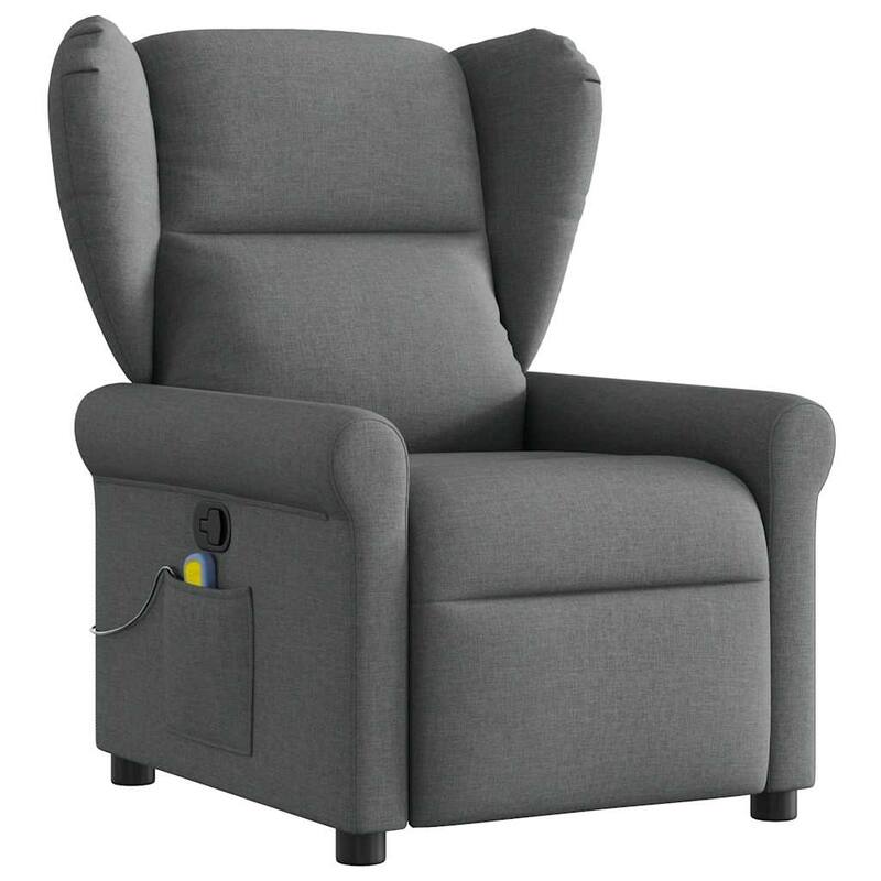 vidaXL Massage Recliner Chair Dark Grey Fabric